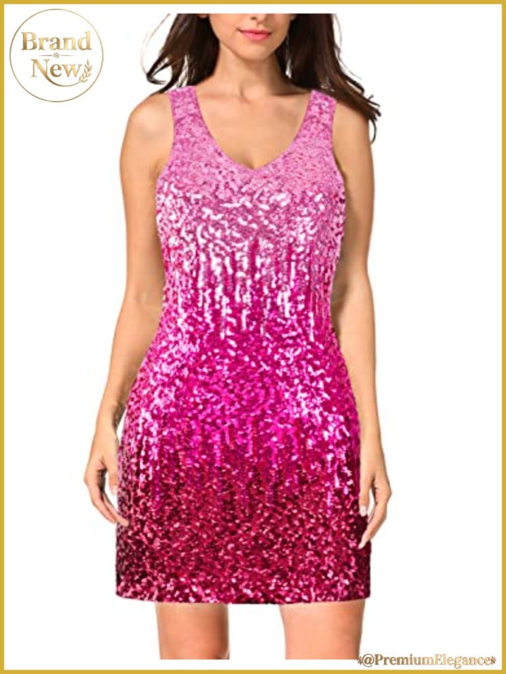 Sequin Bodycon Mini Dress V-Neck Sleeveless Club Cocktail Party
